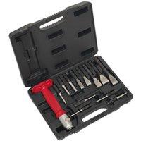 Loops 13 Piece Interchangeable Punch & Chisel Set - Hammer Through Grip - Storage Case in Metallics