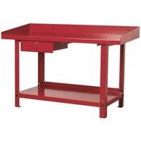 Loops 1.5m x 0.65m Steel Workbench & Lockable Draw - Shelf Storage - Work Station in Metallics