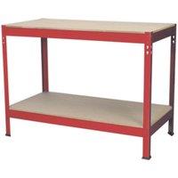 Loops 1.2m x 0.6m Workbench - Heavy Duty Steel Frame & Wooden Work Top & Storage Shelf in Metallics
