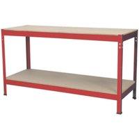 Loops 1.5m x 0.6m Workbench - Wooden Top & Storage Shelf - Steel Frame Work Station in Metallics