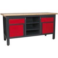 Loops Lockable Workstation- 2 Draw & 2 Cupboard with Pegboard & Open Shelves Storage