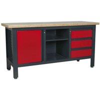 Loops Lockable Workstation- 3 Draw & Cupboard with Pegboard & Adjustable Shelf Storage
