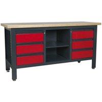 Loops Fully Lockable Workstation- 6 Drawers & Adjustable Shelf Storage - MDF Work Top