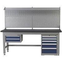 Loops 2.1m Complete Industrial Workstation & Cabinet Set - Back Panel Drawers Storage