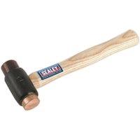 Loops 1.5lb Copper & Rawhide Faced Hammer - Hickory Wooden Shaft - Iron Head