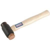Loops 2.25lb Copper & Rawhide Faced Hammer - Hickory Wooden Shaft - Iron Head
