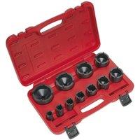 Loops 11 PACK - 4 Tooth Castellated Ball Joint Axle Socket Set 15mm to 61mm Impact Bit