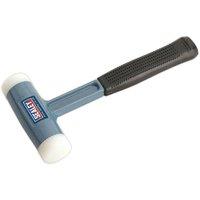 Loops 1.75lb Nylon Faced Dead Blow Hammer - Absorbent Rubber Grip - Steel Shot in Metallics