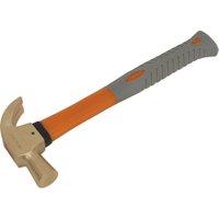 Loops 16oz Non-Sparking Claw Hammer - Fibre Glass Shaft - Shock Absorbing Grip in Clear