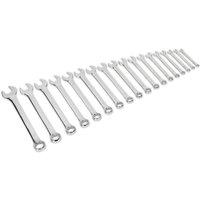 Loops 18pc Slim Handled Combination Spanner Set -12 Point Metric Ring Open Head Wrench