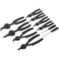 Loops 10 Piece Internal External Circlip Pliers Set - Heat Treated Steel - Vinyl Grips in Metallics