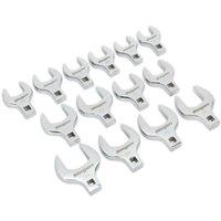Loops 14pc Crows Foot Spanner Set - 1/2 Square Drive Metric Ratchet Handle Adapter