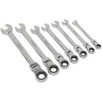 Loops 7pc FLEXIBLE HEAD Combination Ratchet Spanner Set 12 Point Moving Metric Socket