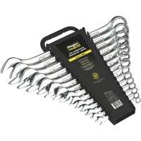 Loops 14pc Slim Handled Combination Spanner Set -12 Point Metric Ring Open Head Wrench