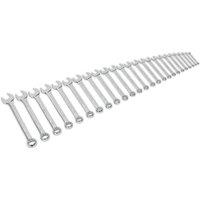 Loops 25pc Slim Handled Combination Spanner Set 12 Point Metric Ring Open End Head