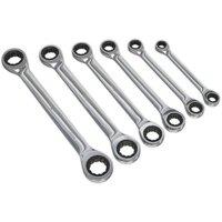 Loops 6pc Double Ended Ratchet Ring Spanner / Socket Set - 12 Point Moving Metric Ring