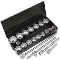 Loops 21pc PREMIUM Deep Socket & Ratchet Handle Set - 1 Square Drive 6 Point Metric