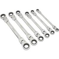 Loops 6pc Flexible Head Double Ended Ratchet Ring Spanner Set - 12 Point Metric Wrench