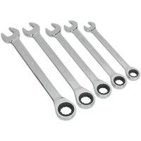 Loops 5pc Slim Handled Combination Spanner Set - 12 Point Metric Ring Open End Head