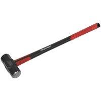 Loops 14lb Sledge Hammer - Fibreglass Handle - Rubber Grip - Fine Grained Carbon Steel in Metallics