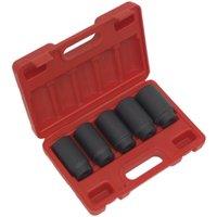 Loops 5 PACK - 29mm to 36mm DEEP Impact Socket Set - 1/2 Square Drive - 6 Pt Hub Nut