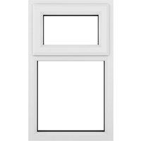Crystal Direct Top Hung Opener Over Fixed Light Window Clear Glass in White | Size: 905mm x 1040mm