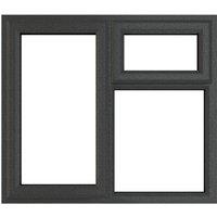 Crystal Direct Left Hand Side Hung Next to a Top Opener Window Clear Glass in Dark Grey | Size: 1190mm x 965mm