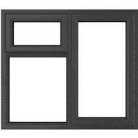 Crystal Direct Right Hand Side Hung Next to a Top Opener Window Clear Glass in Dark Grey | Size: 1190mm x 1115mm