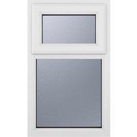 Crystal Direct Top Hung Opener Over Fixed Light Window Obscure Glass in White | Size: 905mm x 965mm