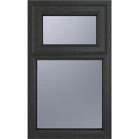 Crystal Direct Top Hung Opener Over Fixed Light Window Obscure Glass in Dark Grey | Size: 1190mm x 1115mm