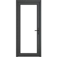 Crystal Direct Crystal uPVC Single Door Full Glass Left hand Clear in Dark Grey | Size: 890mm x 2090mm