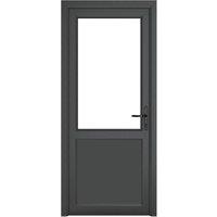 Crystal Direct Crystal uPVC Single Door Half Glass Half panel Left hand Clear in Dark Grey | Size: 920mm x 2090mm