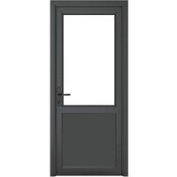 Crystal Direct Crystal uPVC Single Door Half Glass Half panel Right hand Clear in Dark Grey | Size: 920mm x 2090mm