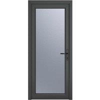 Crystal Direct Crystal uPVC Single Door Full Glass Left hand Obscure in Dark Grey | Size: 840mm x 2090mm