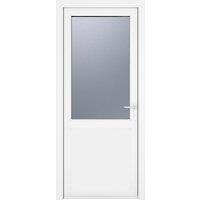 Crystal Direct Crystal uPVC Single Door Half Glass Half panel Left hand Obscure in White | Size: 890mm x 2090mm