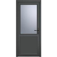 Crystal Direct Crystal uPVC Single Door Half Glass Half panel Left hand Obscure in Dark Grey | Size: 840mm x 2090mm
