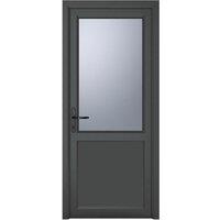 Crystal Direct Crystal uPVC Single Door Half Glass Half panel Right hand Obscure in Dark Grey | Size: 890mm x 2090mm