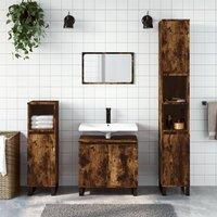 Berkfield Home Bathroom Cabinet Smoked Oak 58x33x60 cm Engineered Wood in Brown | Size: 58 x 33 x 60 cm