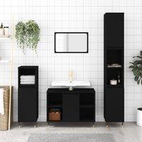 Berkfield Home Bathroom Cabinet Black 30x30x100 cm Engineered Wood | Size: 30 x 30 x 100 cm