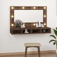 Berkfield Home Mirror Cabinet with LED Brown Oak 90x31.5x62 cm