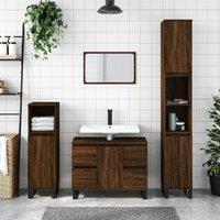 Berkfield Home Bathroom Cabinet Brown Oak 30x30x100 cm Engineered Wood | Size: 30 x 30 x 100 cm
