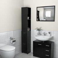Berkfield Home Bathroom Cabinet Black 25x26.5x170 cm Engineered Wood