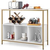 Costway 3-Tier Wooden Buffet Sideboard Modern Pantry Storage Cabinet With 3 Compartments in White