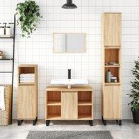 Berkfield Home Bathroom Cabinet Sonoma Oak 80x33x60 cm Engineered Wood in Brown | Size: 80 x 33 x 60 cm