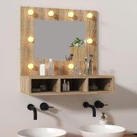 Berkfield Home Mirror Cabinet with LED Sonoma Oak 60x31.5x62 cm in Brown