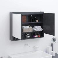 Berkfield Home Bathroom Mirror Cabinet 80x15x60 cm MDF Grey | Size: 80 x 15 x 60 cm