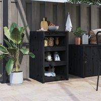 Berkfield Home Outdoor Kitchen Cabinet Black 55x55x92 cm Solid Wood Pine | Size: 55 x 55 x 92 cm