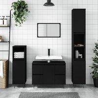Berkfield Home Bathroom Cabinet Black 80x33x60 cm Engineered Wood | Size: 80 x 33 x 60 cm
