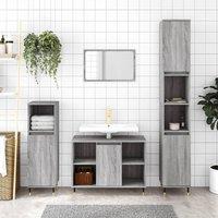 Berkfield Home Bathroom Cabinet Grey Sonoma 30x30x100 cm Engineered Wood | Size: 30 x 30 x 100 cm