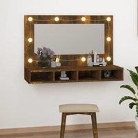 Berkfield Home Mirror Cabinet with LED Smoked Oak 90x31.5x62 cm in Brown